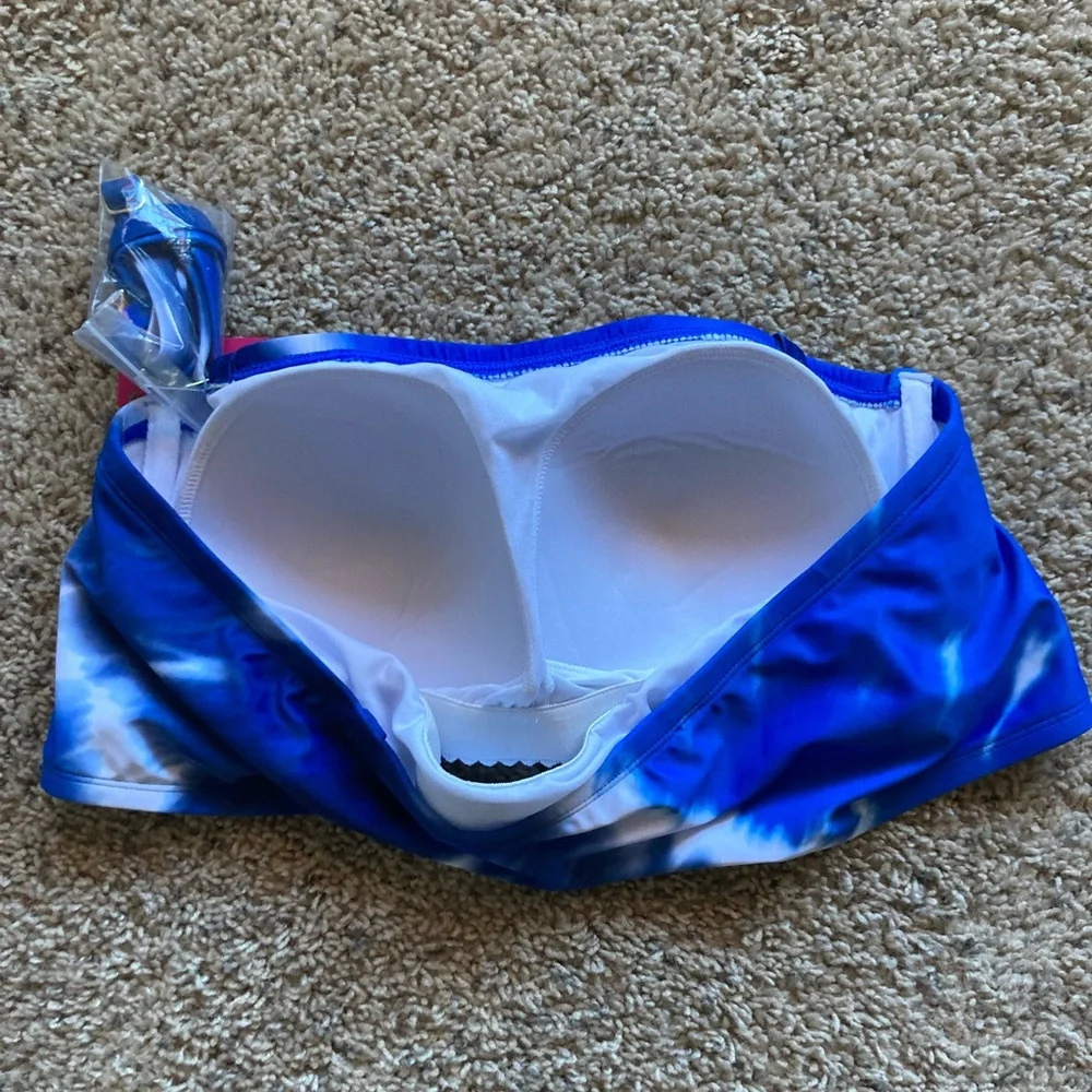Nwt blue tye dye womens plus swim top 22w